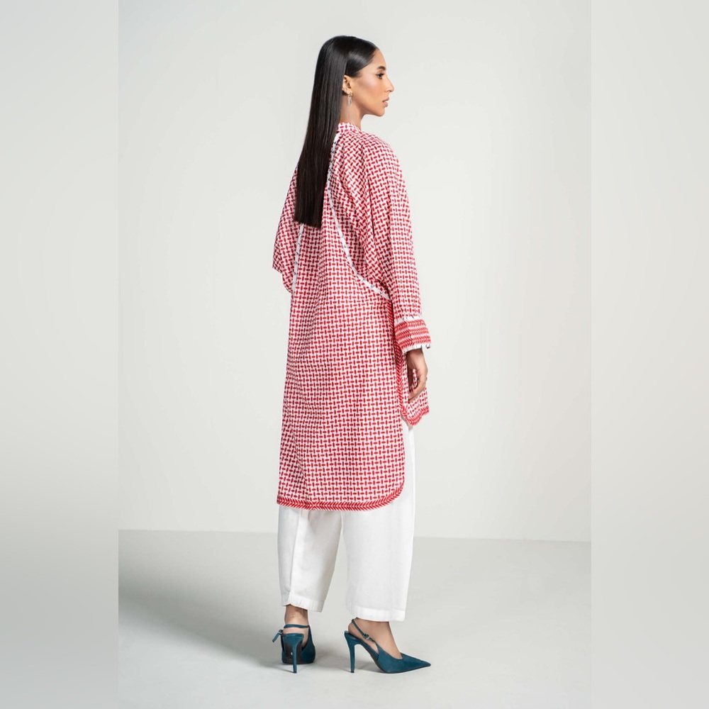 NWT Maria B Luxury Pakistan Red Embroidered Dress Size: Large - Picture 3 of 12